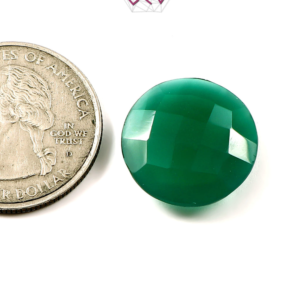 Natural Green Onyx Round Gemstone 11.92 Carat / 13.23 Ratti (With Certificate)