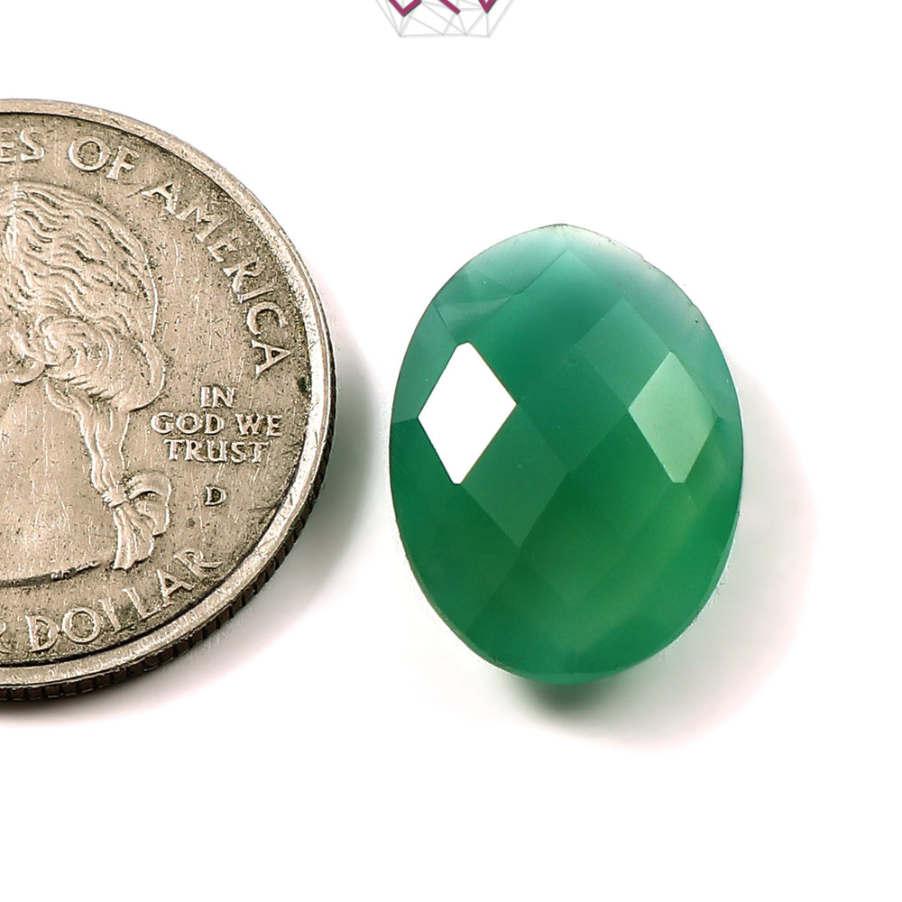 Natural Green Onyx Gemstone 9.14 Carat / 10.15 Ratti (With Certificate)