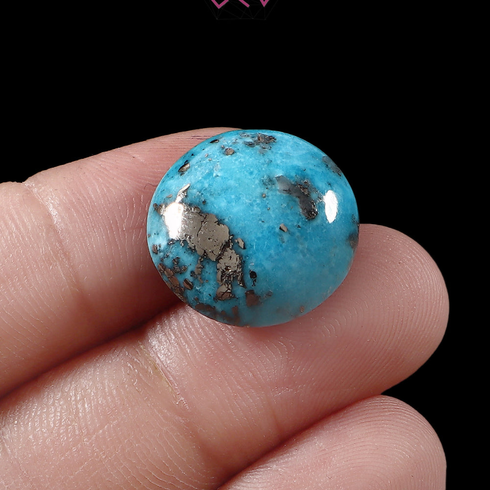 Natural Turquoise Firoza Round Gemstone 16.71 Carat / 18.55 Ratti (With Certificate)