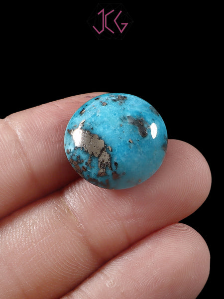 Natural Turquoise Firoza Round Gemstone 16.71 Carat / 18.55 Ratti (With Certificate)