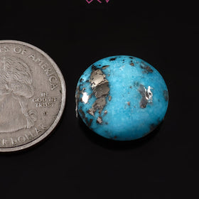 Natural Turquoise Firoza Round Gemstone 16.71 Carat / 18.55 Ratti (With Certificate)