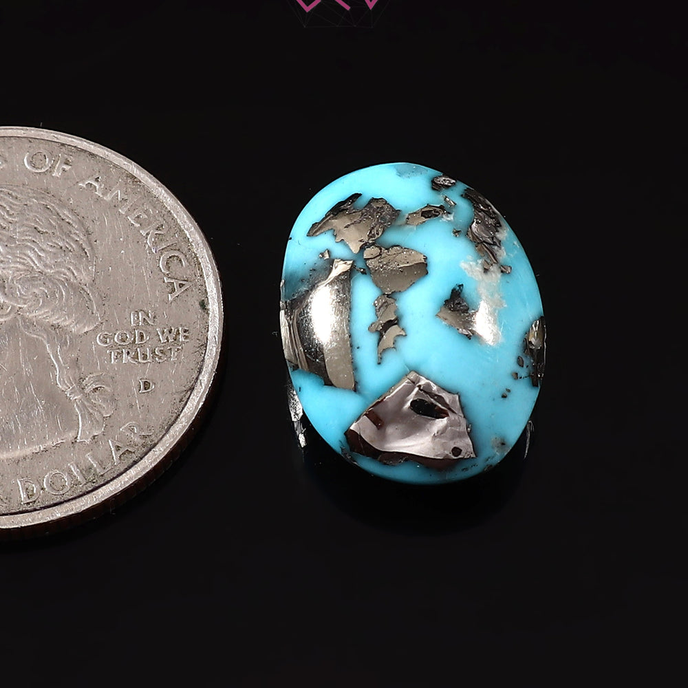 Natural Turquoise Firoza Gemstone 15.13 Carat / 16.79 Ratti (With Certificate)