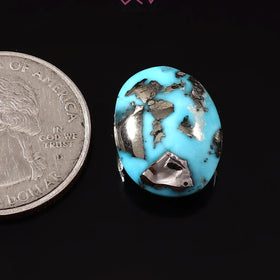 Natural Turquoise Firoza Gemstone 15.13 Carat / 16.79 Ratti (With Certificate)