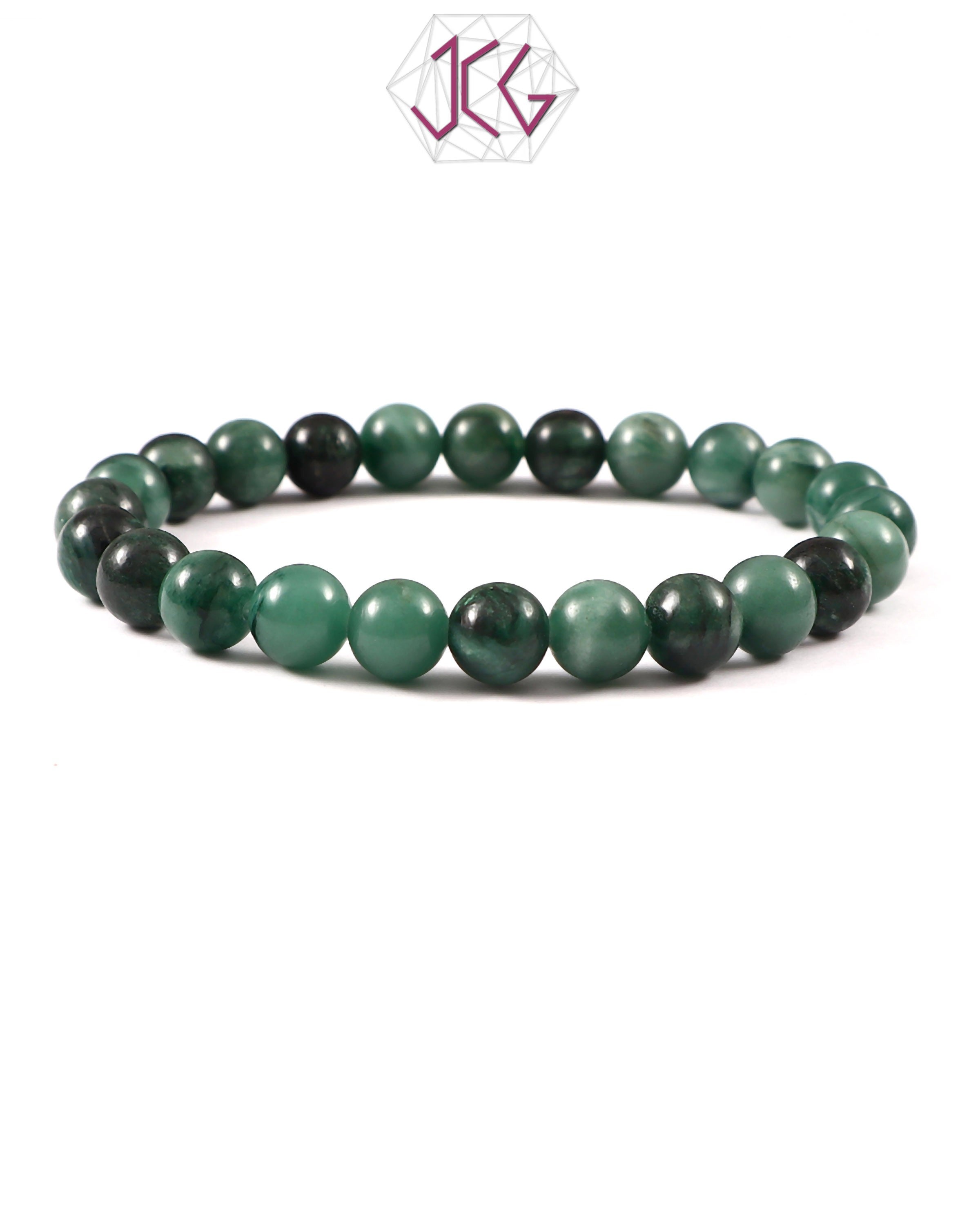 Natural Emerald (Panna) Bracelet 8mm Beads (With Certificate)