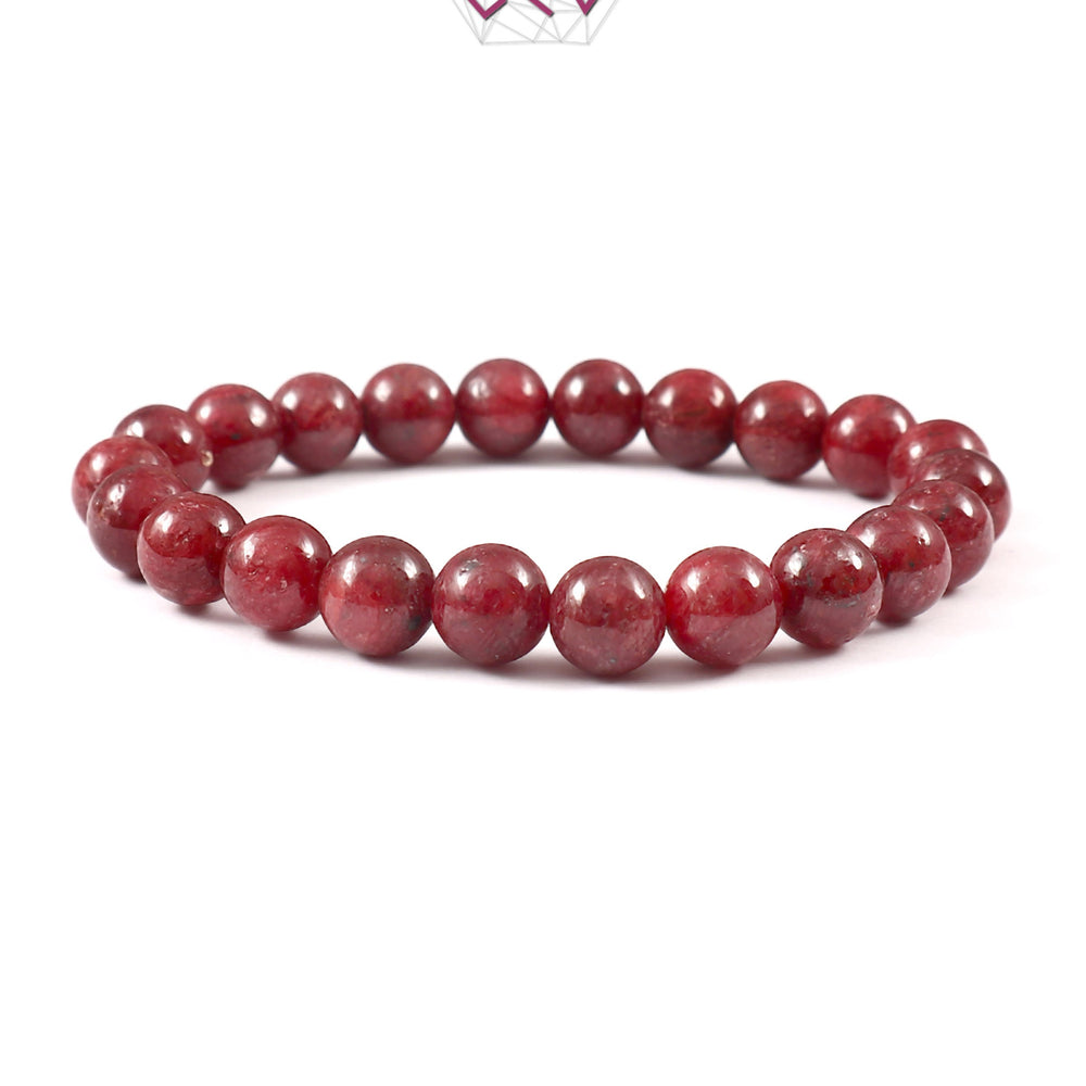 Natural Ruby Plain Bracelet 8mm Beads (With Certificate)