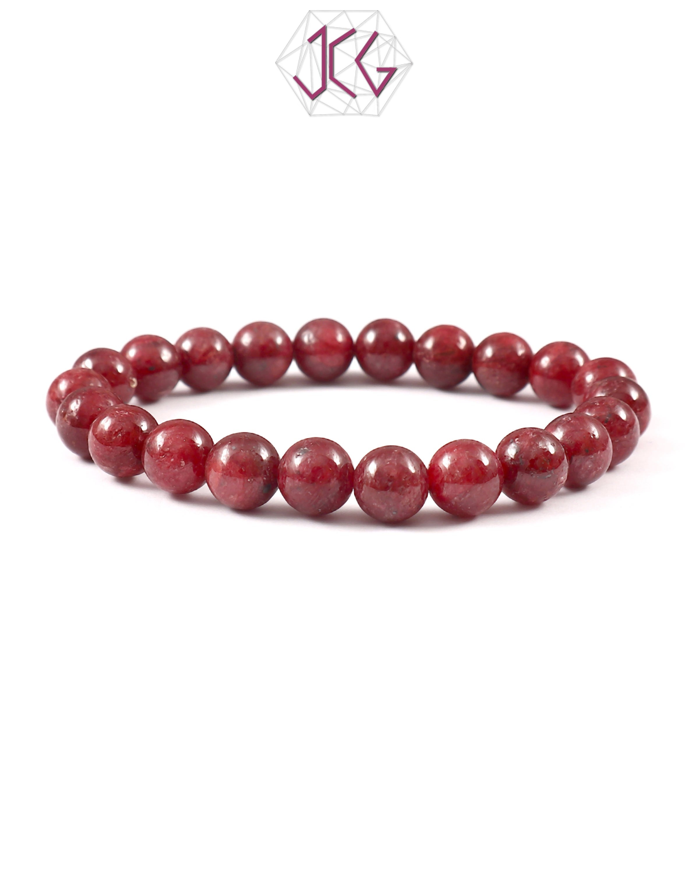 Natural Ruby Plain Bracelet 8mm Beads (With Certificate)