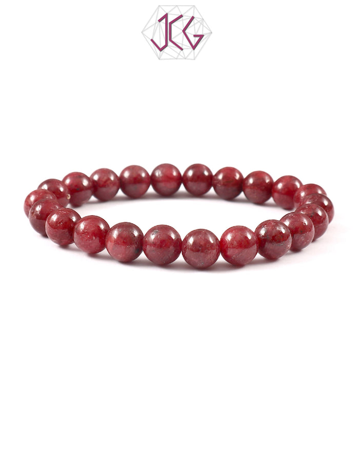 Natural Ruby Plain Bracelet 8mm Beads (With Certificate)
