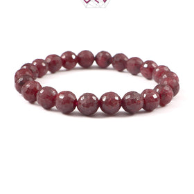 Natural Ruby Cut Bracelet 9mm Beads (With Certificate)