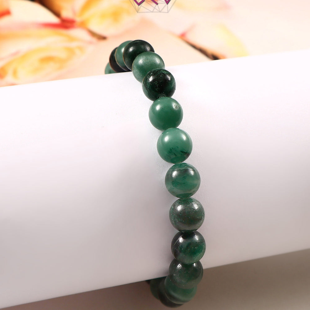 Natural Emerald (Panna) Bracelet 8mm Beads (With Certificate)