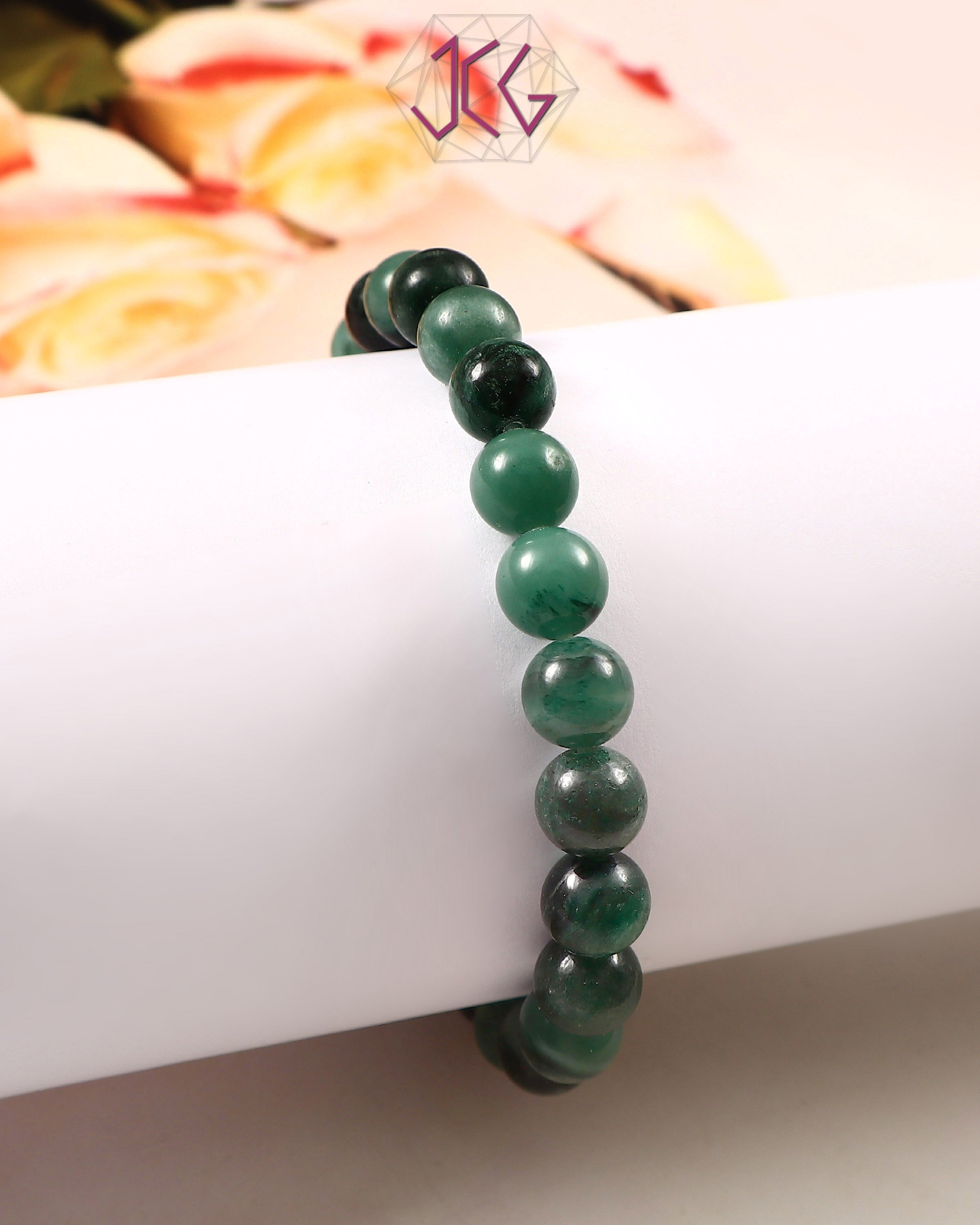 Natural Emerald (Panna) Bracelet 8mm Beads (With Certificate)