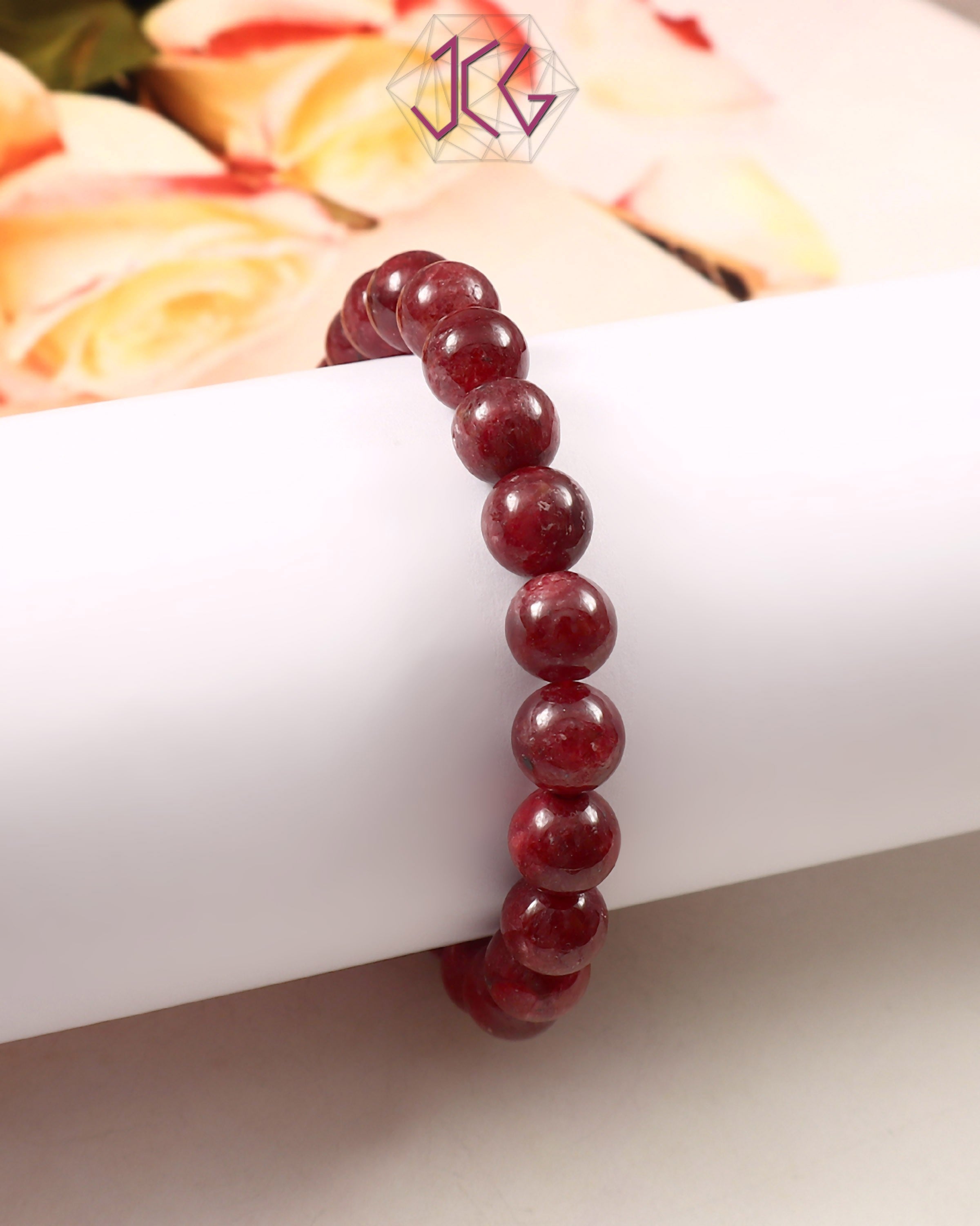 Natural Ruby Plain Bracelet 8mm Beads (With Certificate)