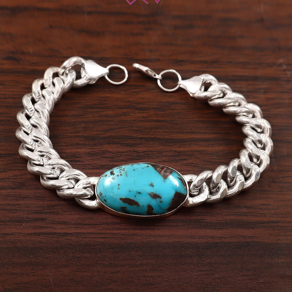 Natural Turquoise (Firoza) Salman Khan Style Bracelet (With Certificate)