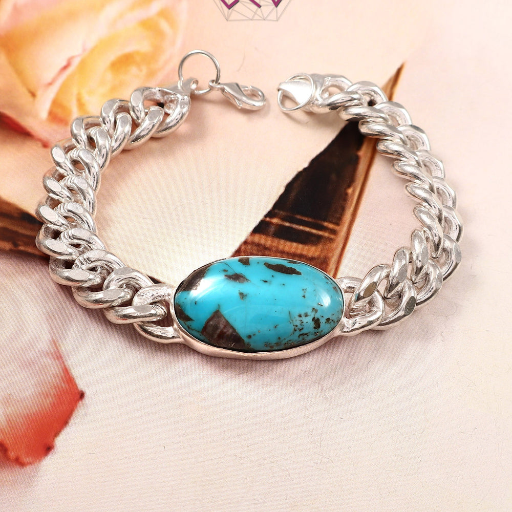 Natural Turquoise (Firoza) Salman Khan Style Bracelet (With Certificate)
