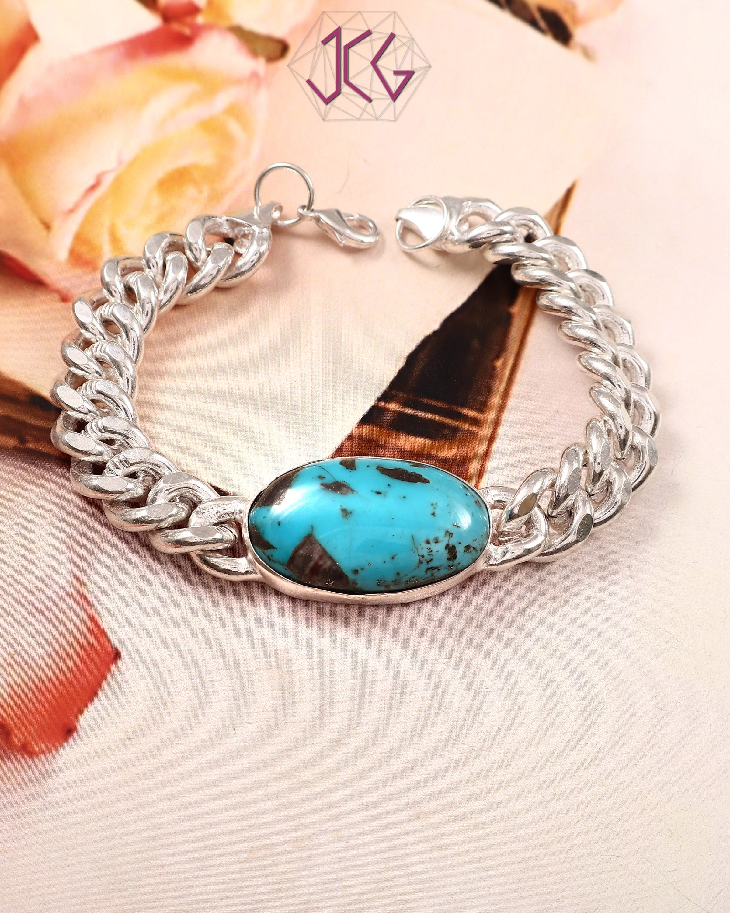 Natural Turquoise (Firoza) Salman Khan Style Bracelet (With Certificate)