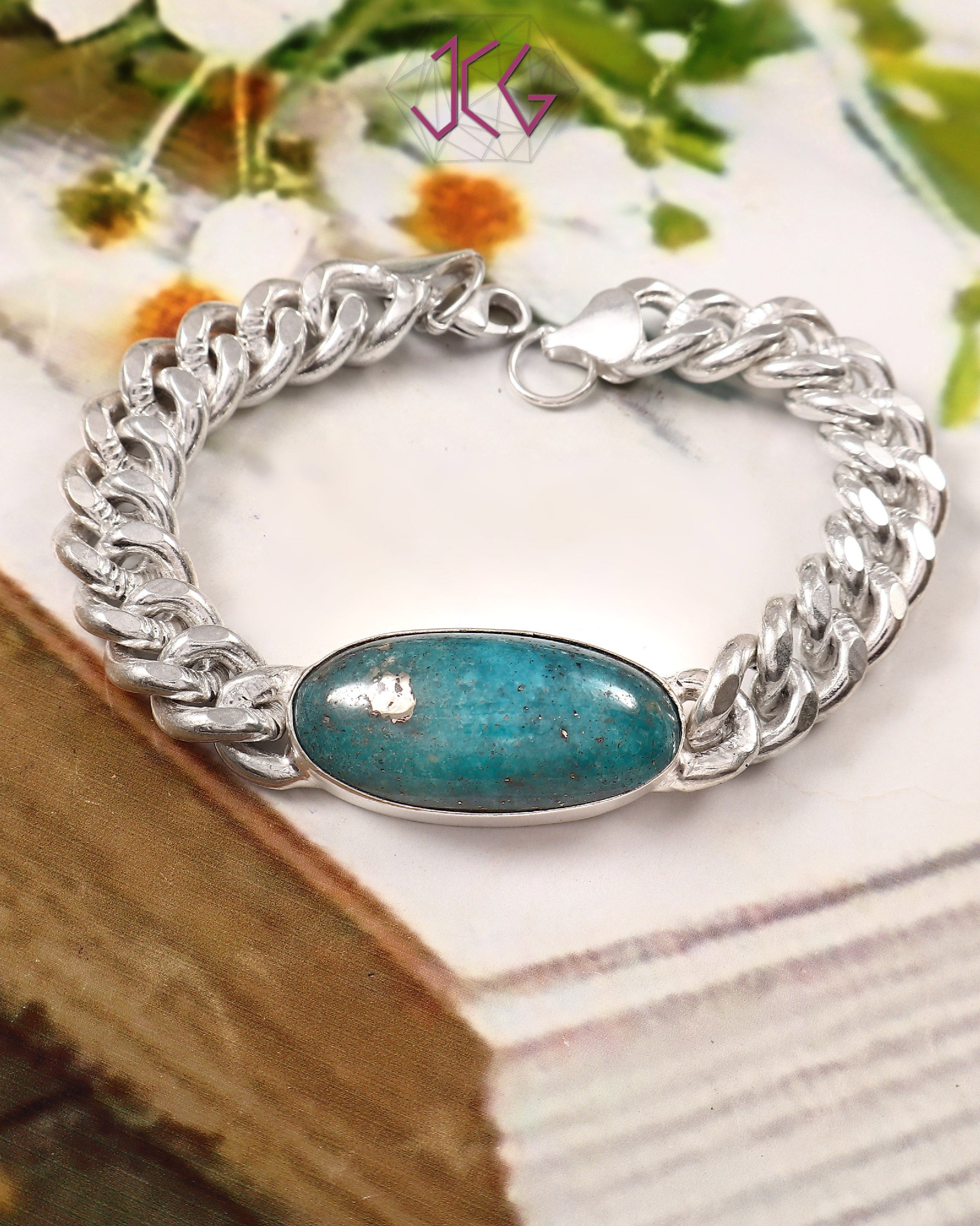 Natural Turquoise (Firoza) Salman Khan Style Bracelet (With Certificate)