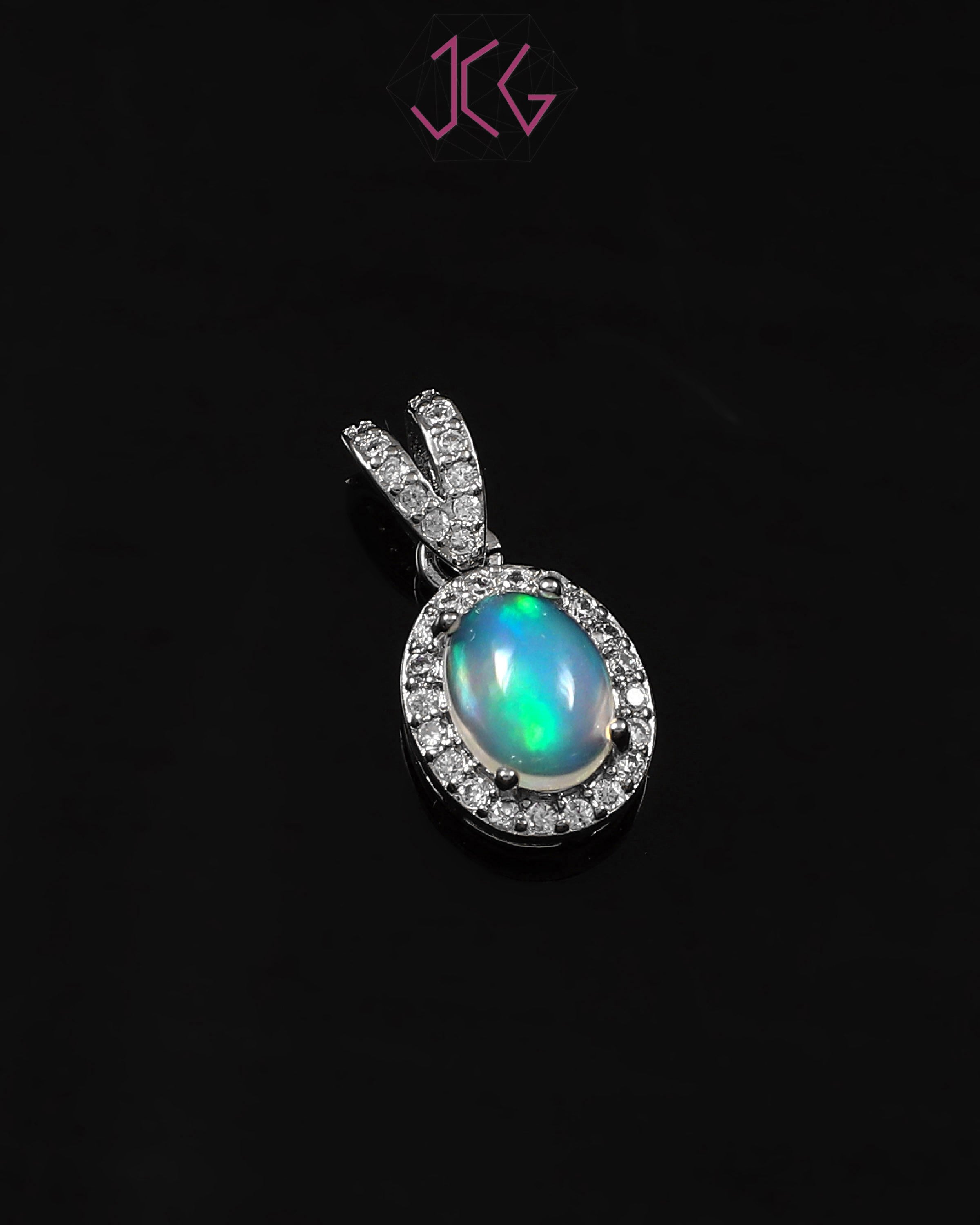 Natural Opal Pendant with American Diamond (With Certificate)