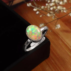 Natural Opal Adjustable Ring (With Certificate)