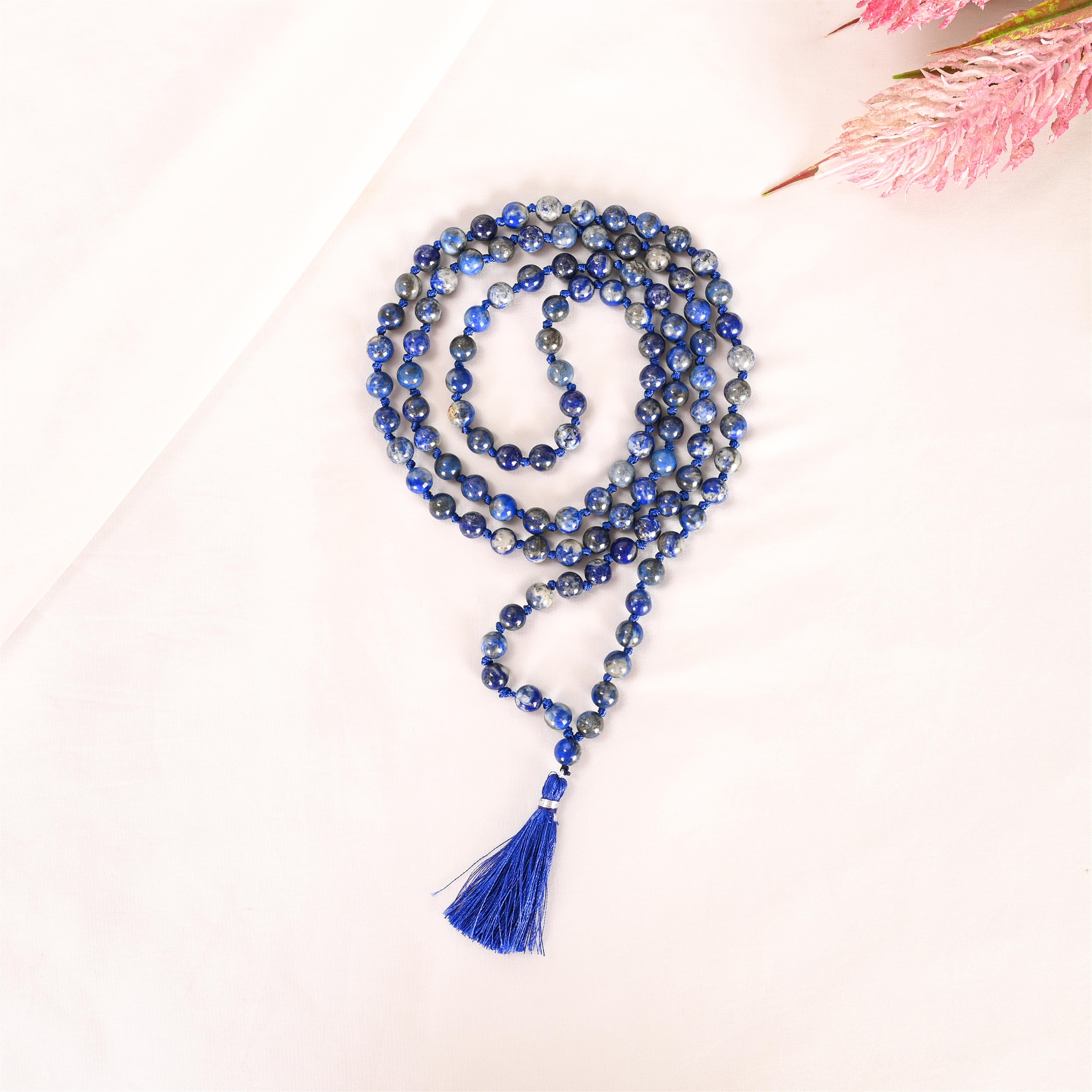 Natural Lapis Lazuli Mala (108 Beads) (With Certificate)