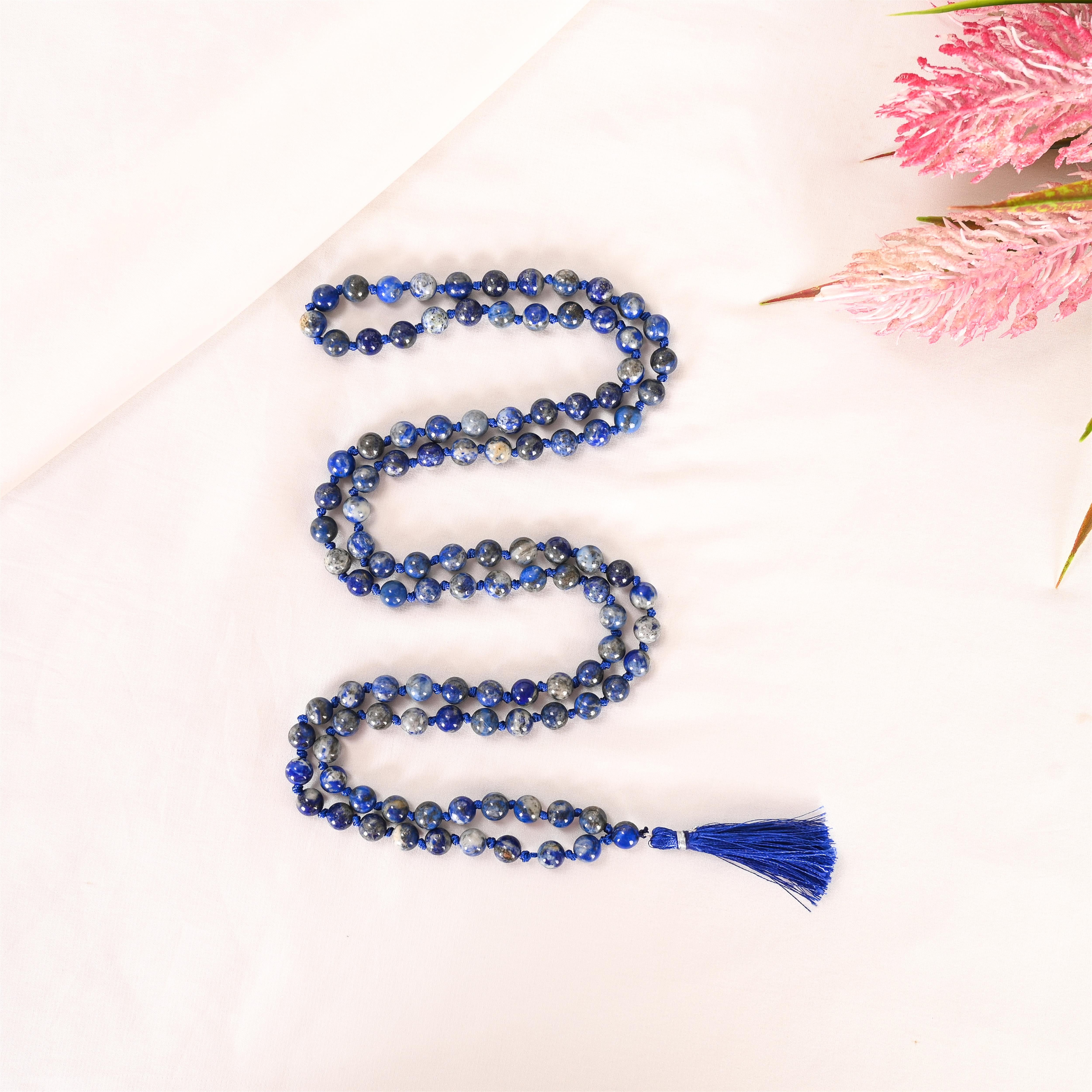 Natural Lapis Lazuli Mala (108 Beads) (With Certificate)
