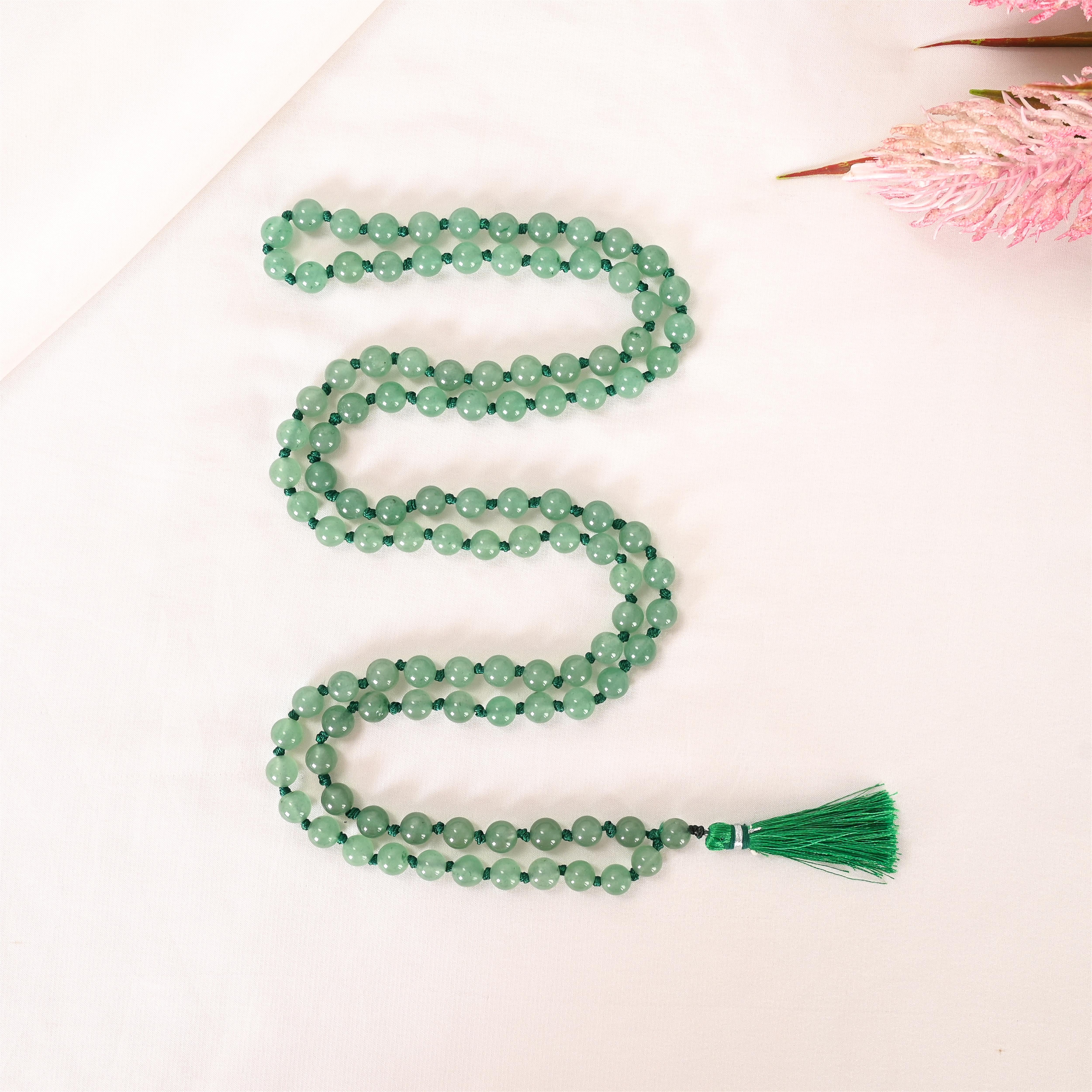Natural Green Aventurine Mala (108 Beads) (With Certificate)