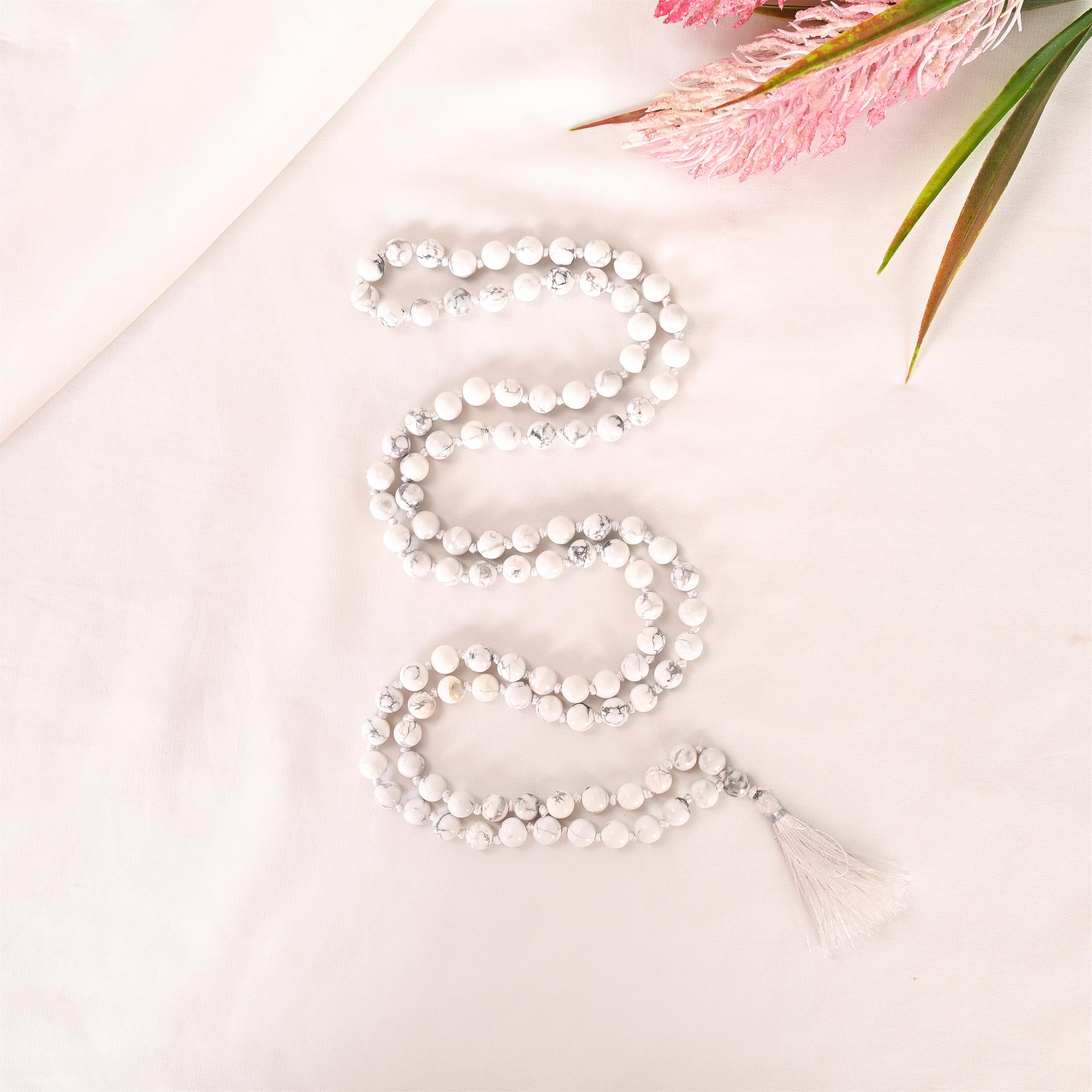 Natural Howlite Mala (108 Beads) (With Certificate)