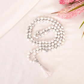 Natural Howlite Mala (108 Beads) (With Certificate)
