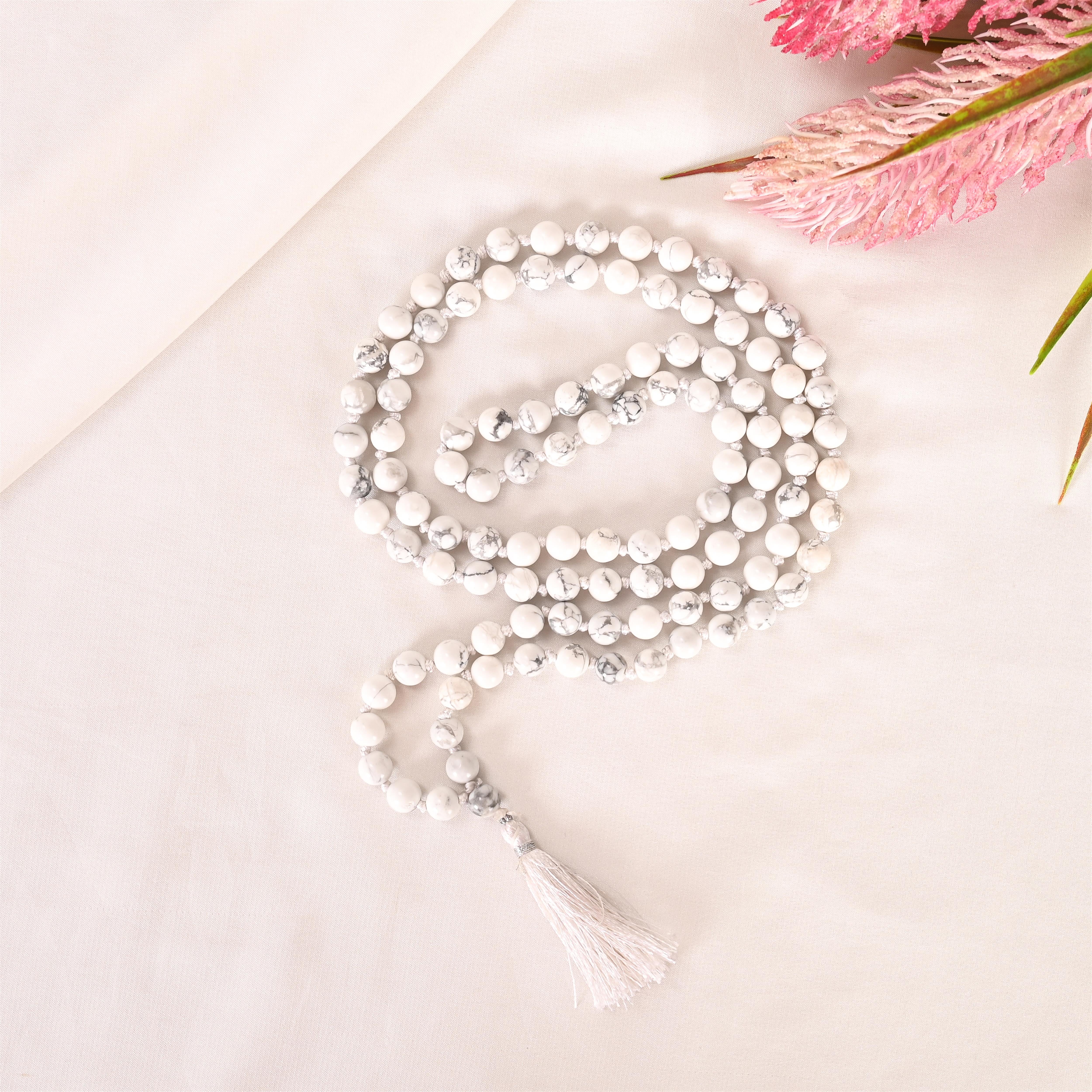 Natural Howlite Mala (108 Beads) (With Certificate)