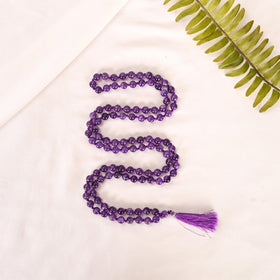 Natural Amethyst Mala (108 Beads) (With Certificate)