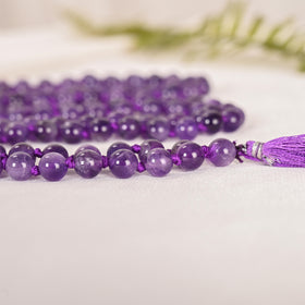 Natural Amethyst Mala (108 Beads) (With Certificate)