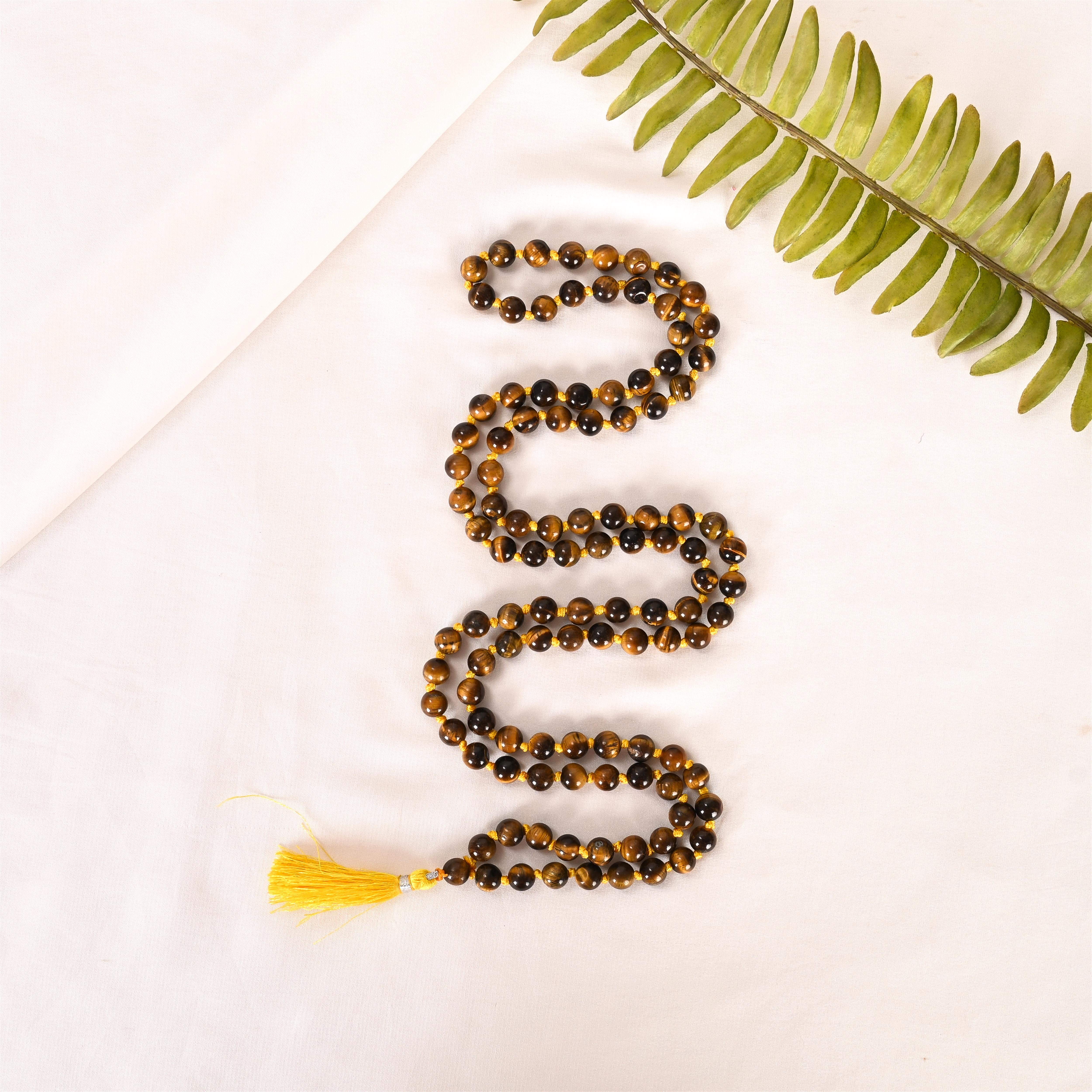 Natural Tiger Eye Mala (108 Beads) (With Certificate)