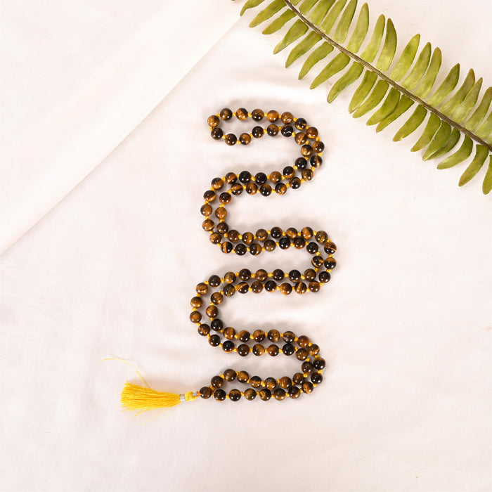 Natural Tiger Eye Mala (108 Beads) (With Certificate)
