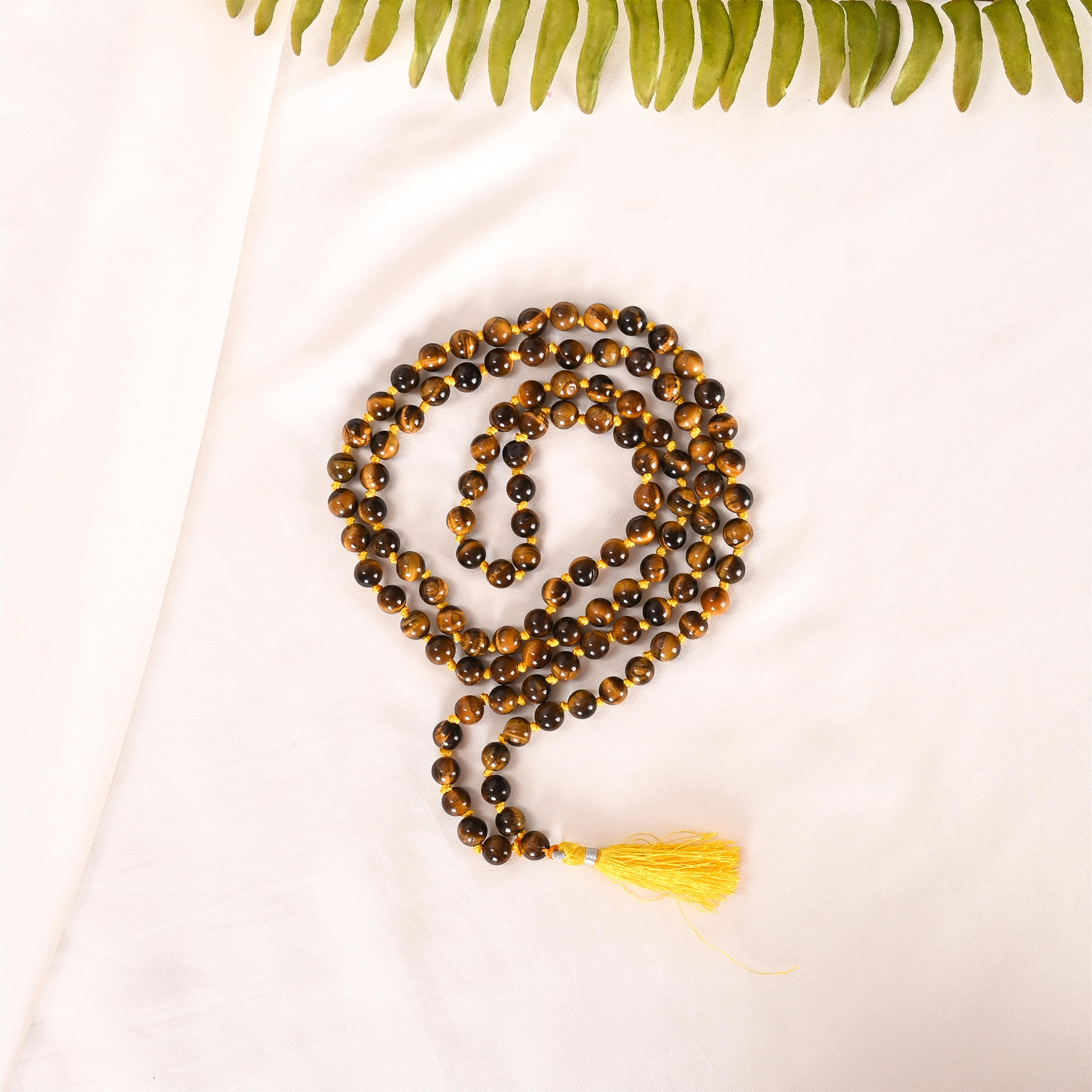 Natural Tiger Eye Mala (108 Beads) (With Certificate)