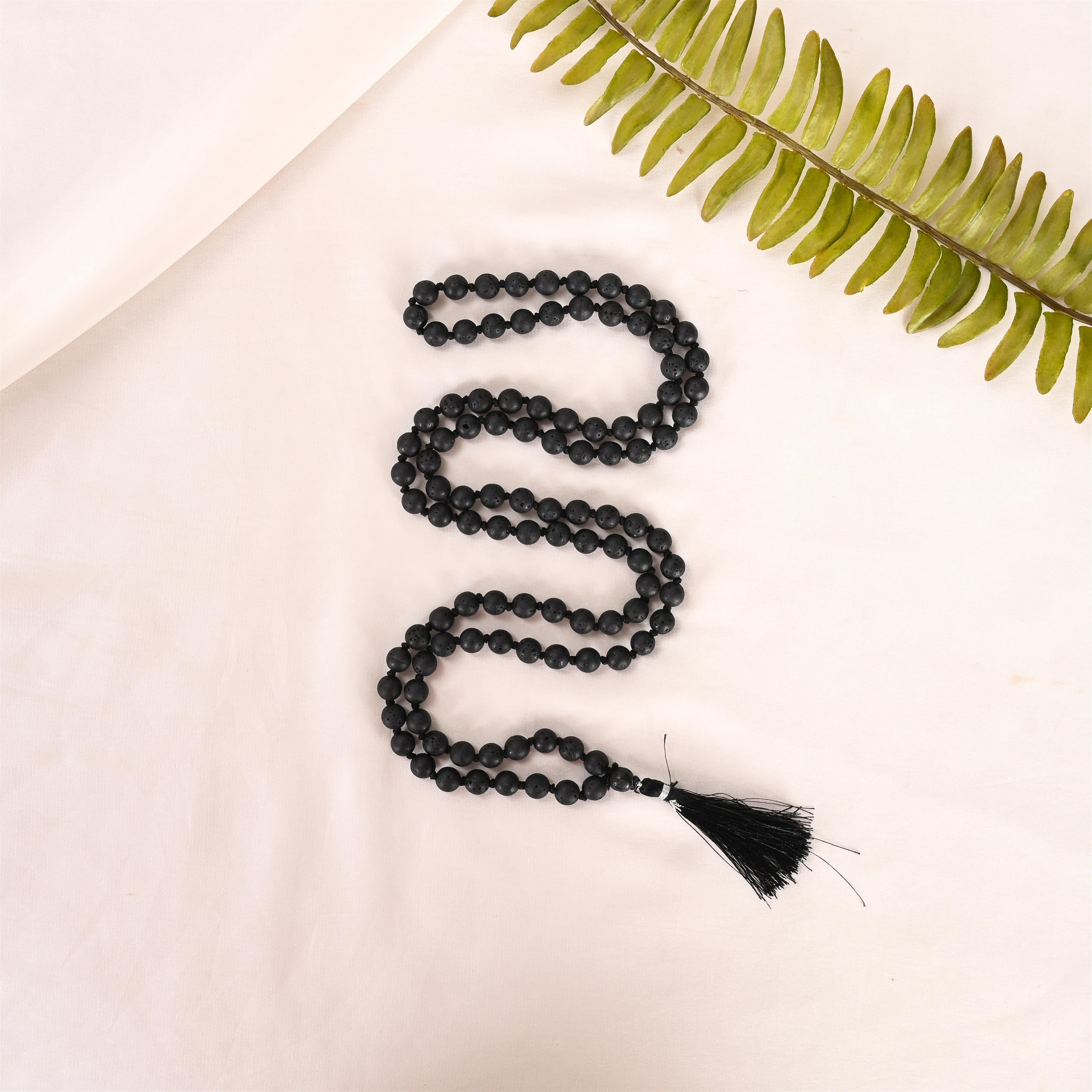 Natural Lava Stone Mala (108 Beads) (With Certificate)