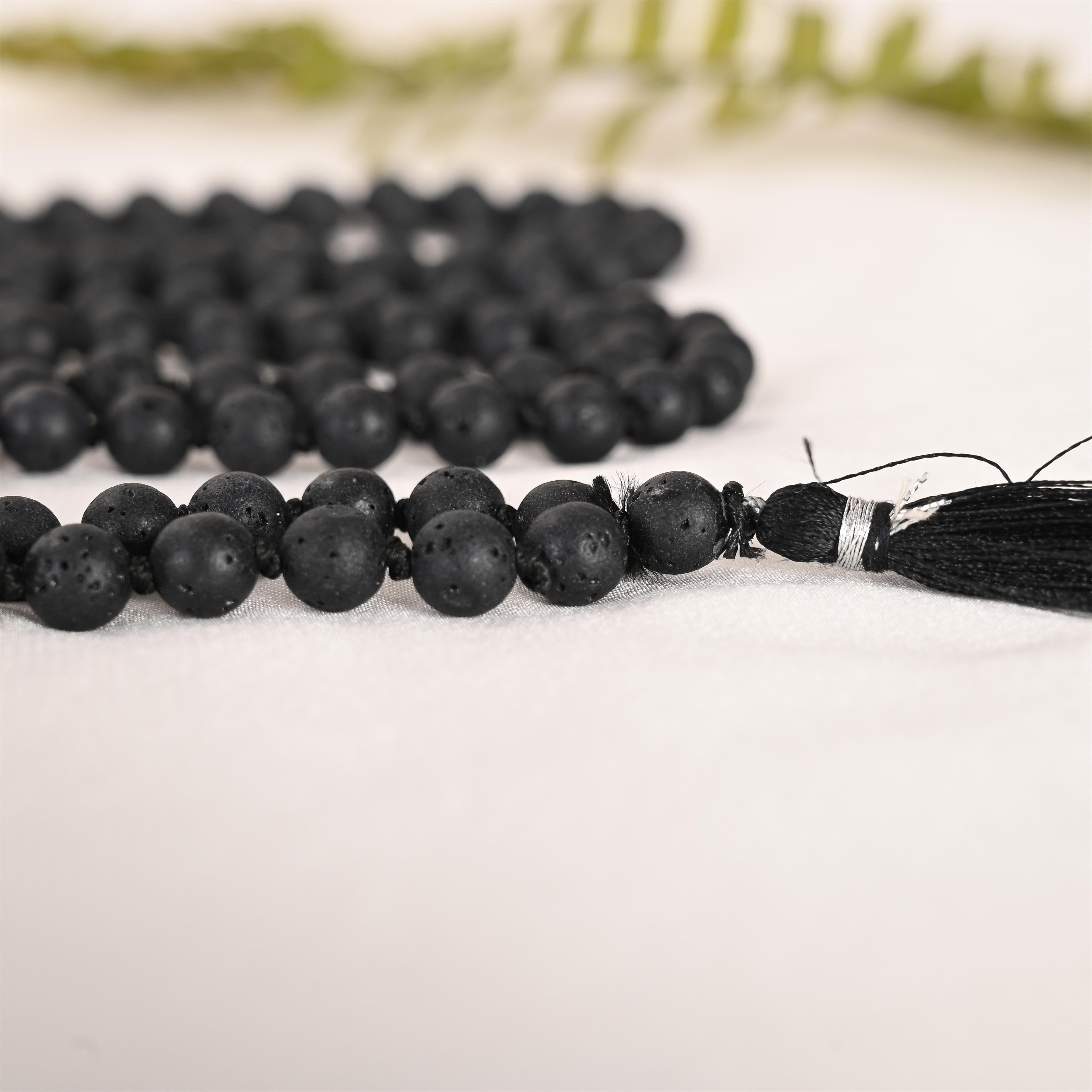 Natural Lava Stone Mala (108 Beads) (With Certificate)