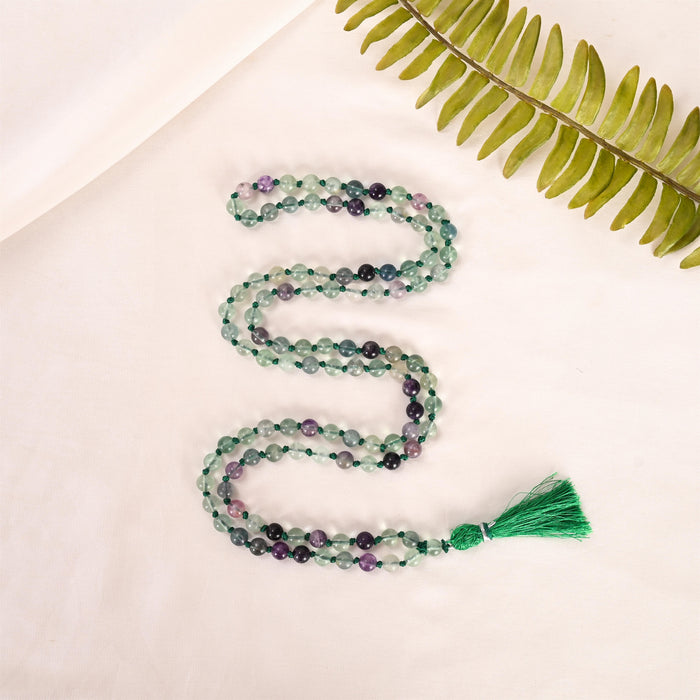 Natural Fluorite Mala (108 Beads) (With Certificate)