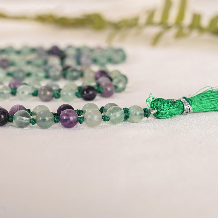 Natural Fluorite Mala (108 Beads) (With Certificate)