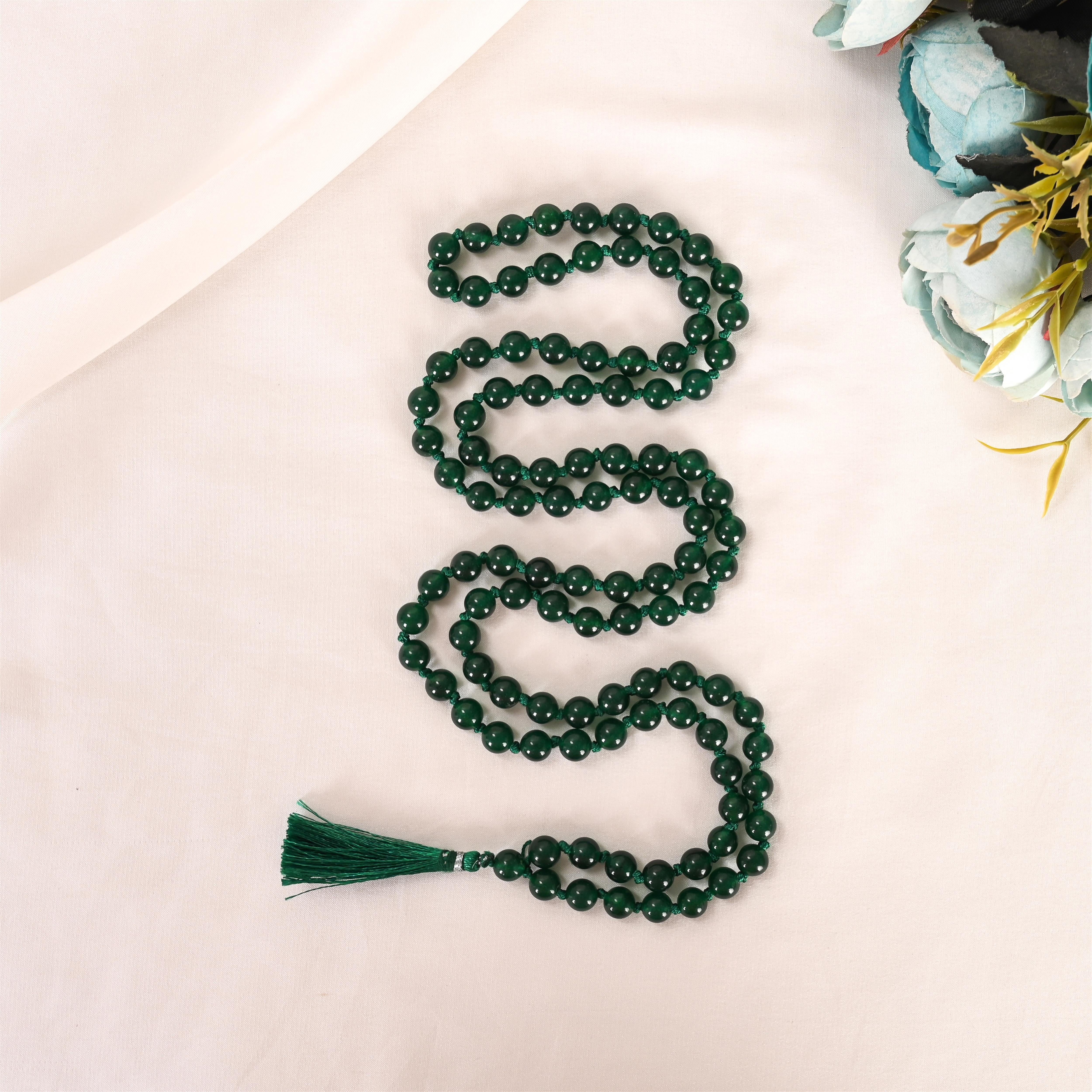 Natural Green Jade Mala (108 Beads) (With Certificate)
