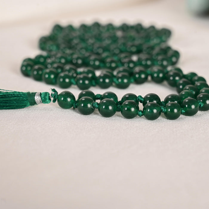 Natural Green Jade Mala (108 Beads) (With Certificate)