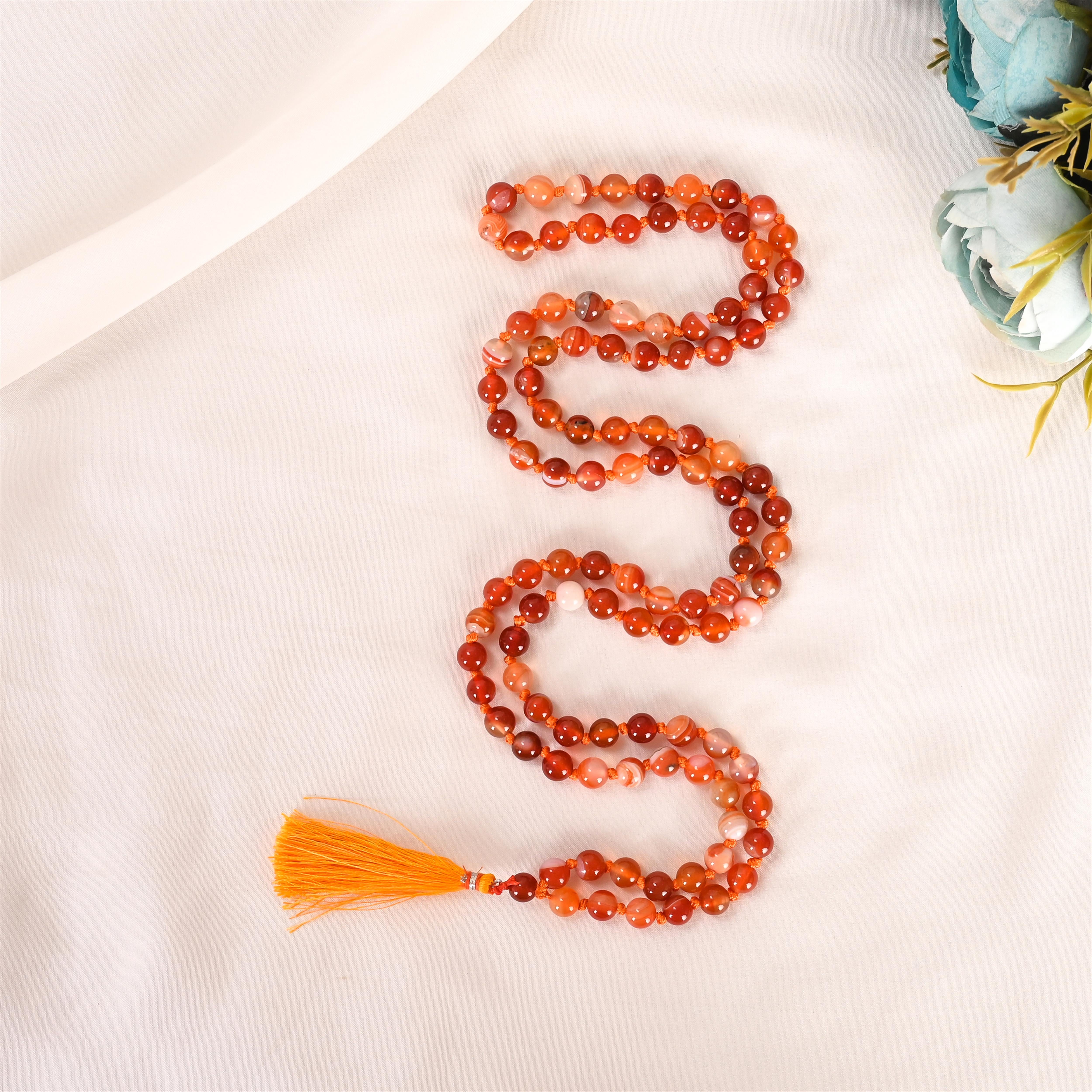 Natural Carnelian Mala (108 Beads) (With Certificate)
