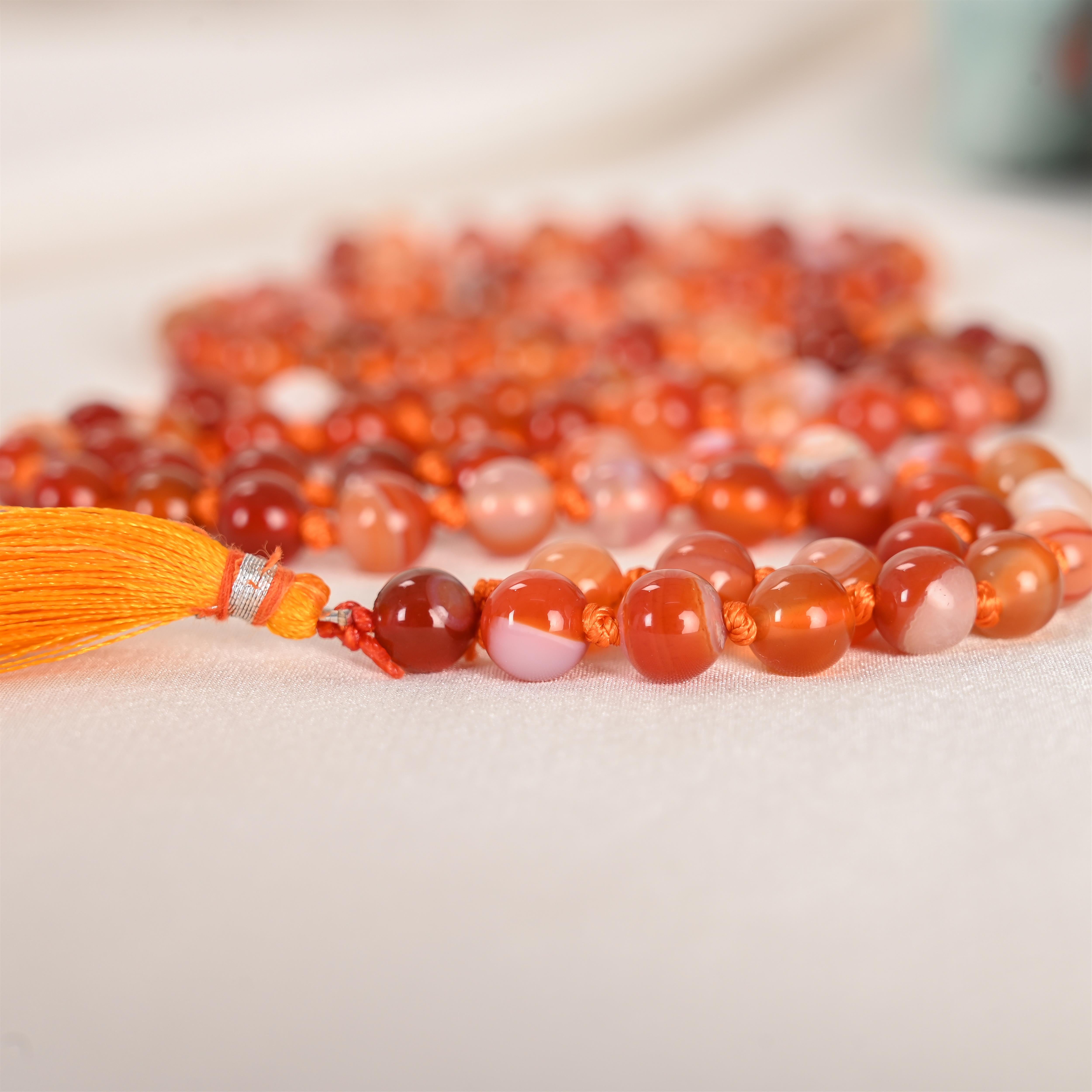 Natural Carnelian Mala (108 Beads) (With Certificate)