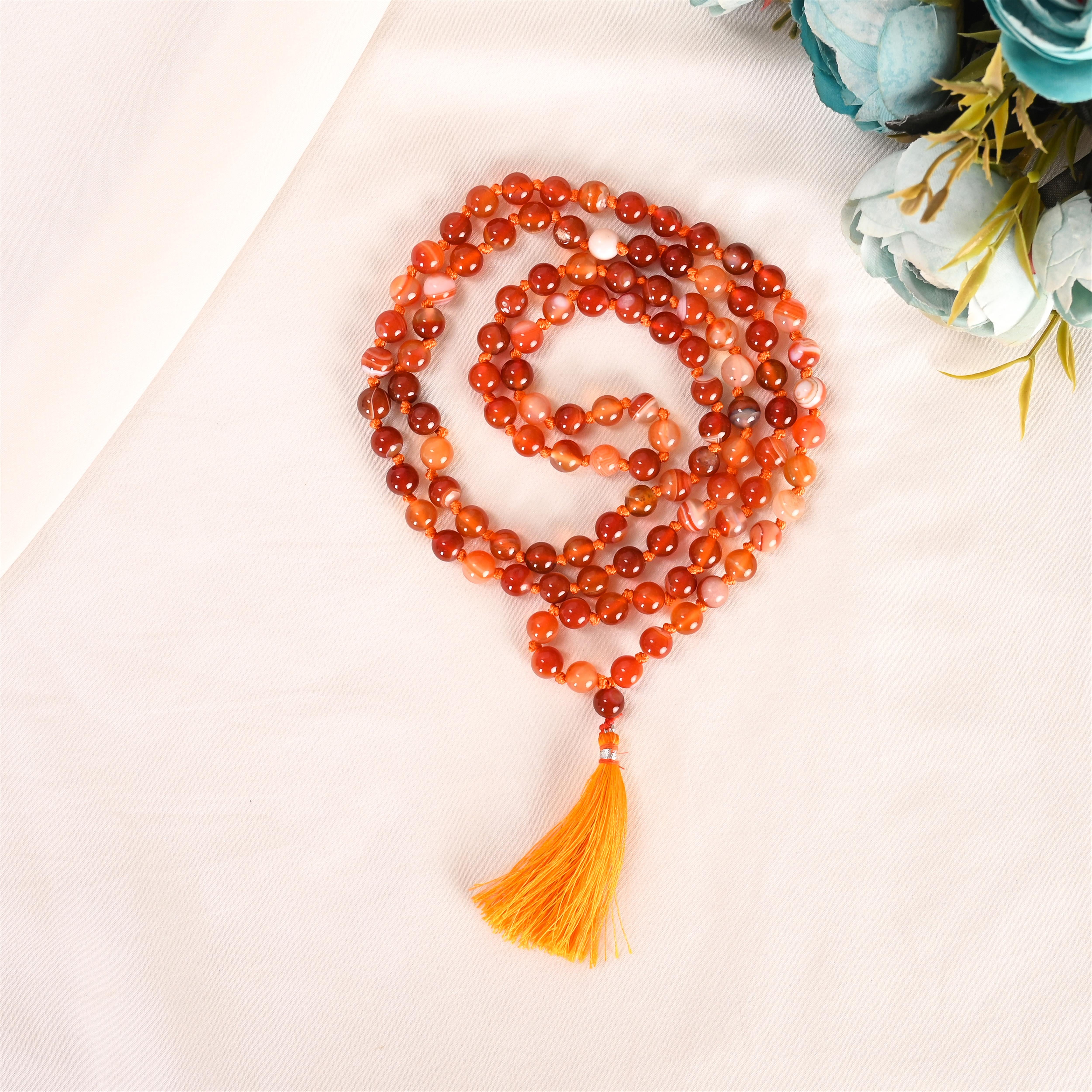 Natural Carnelian Mala (108 Beads) (With Certificate)