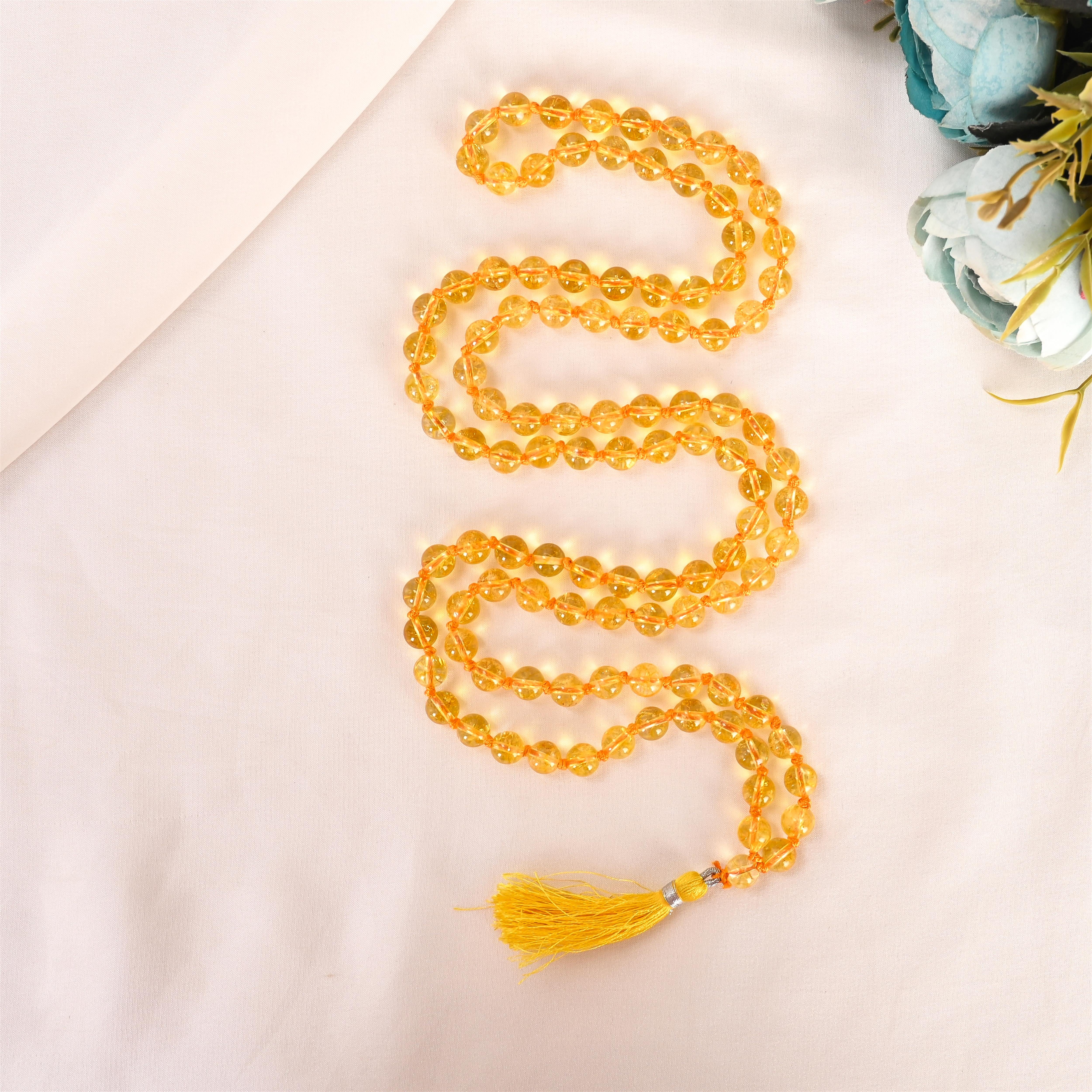 Natural Citrine Mala (108 Beads) (With Certificate)