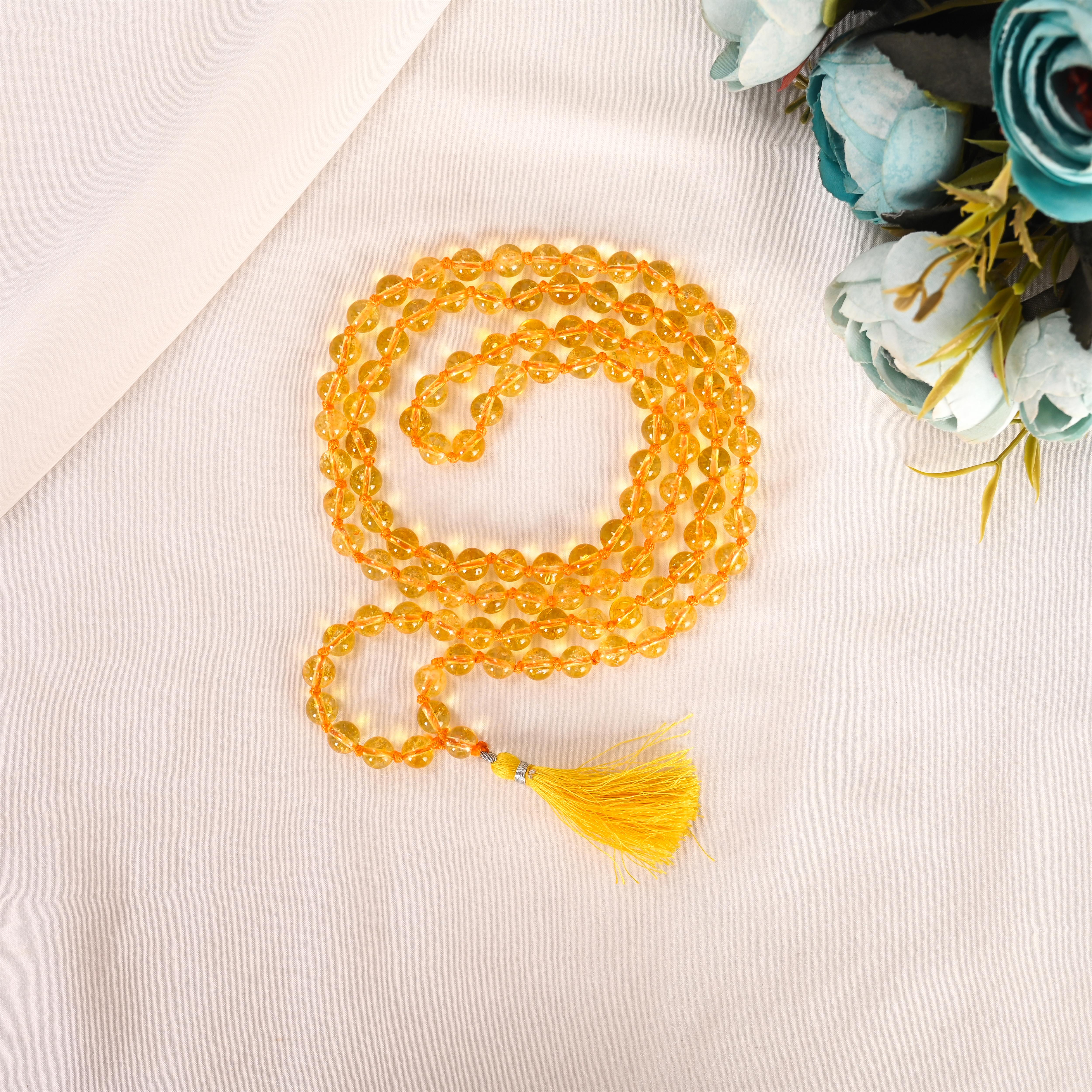 Natural Citrine Mala (108 Beads) (With Certificate)