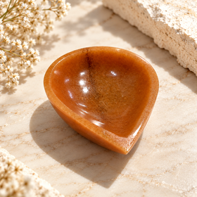 Natural Orange Aventurine Crystal Diya (With Certificate)
