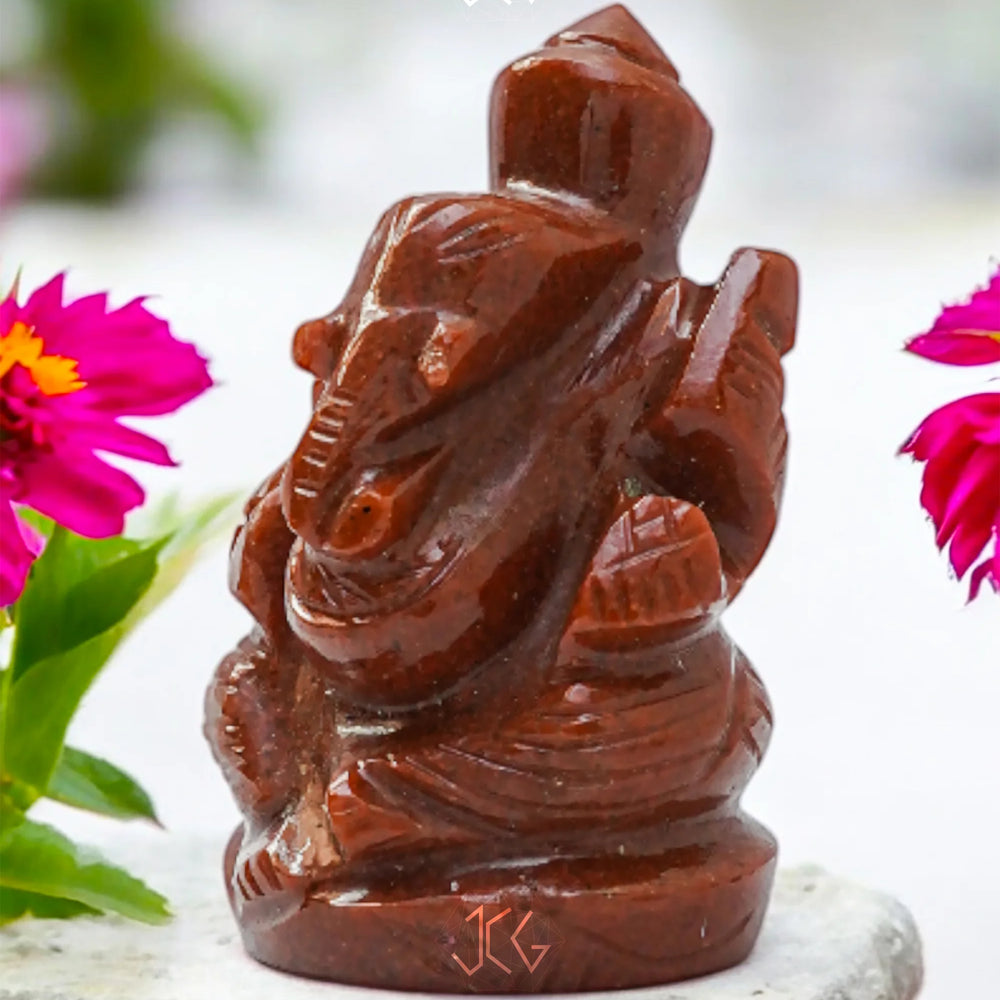 Red Aventurine Ganesha - Jaipur Crystal Gems