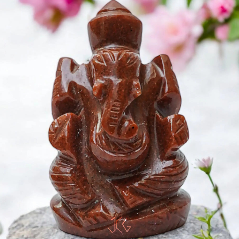 Red Aventurine Ganesha - Jaipur Crystal Gems