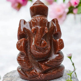 Red Aventurine Ganesha - Jaipur Crystal Gems