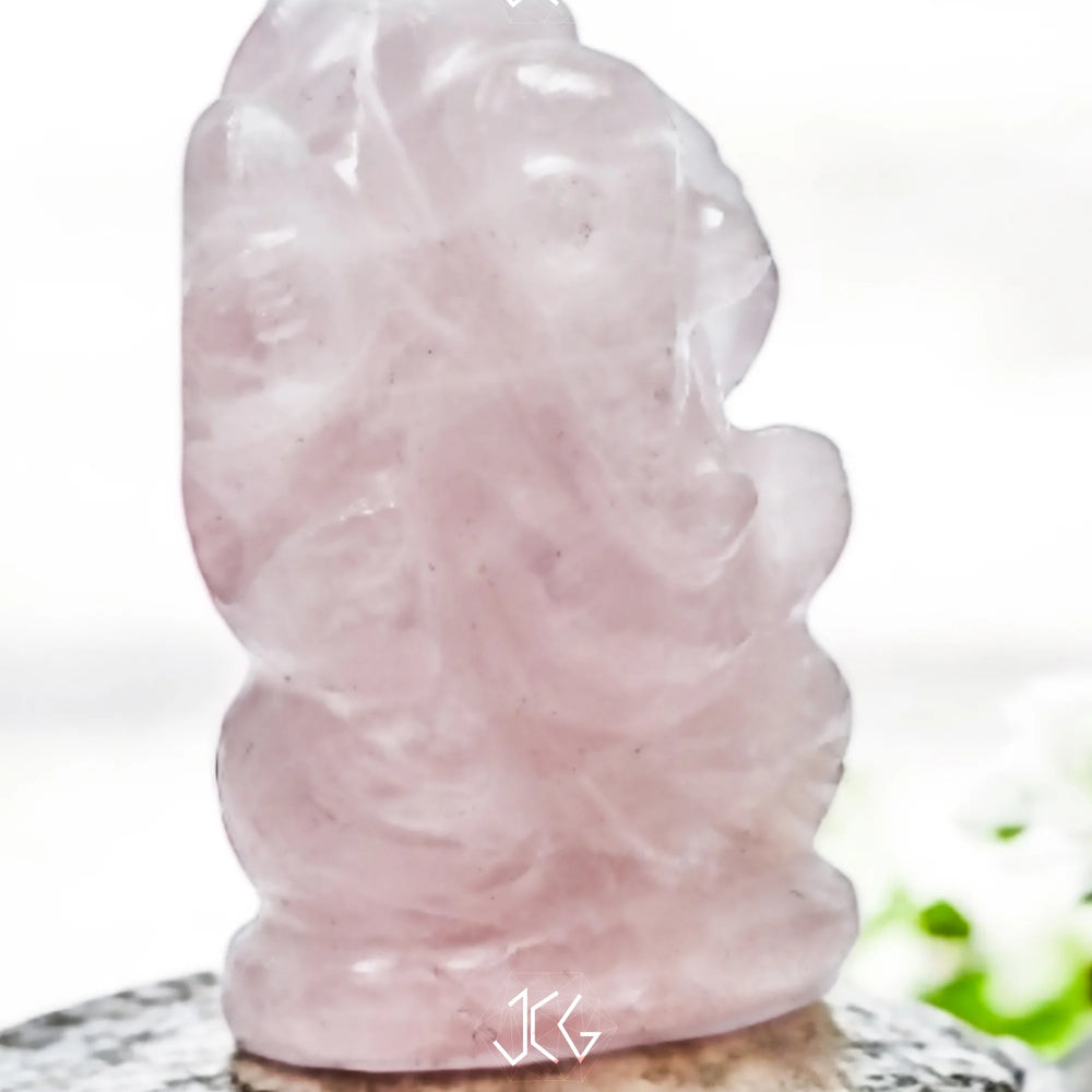 Rose Quartz Ganesha Small Jaipur Crystal Gems