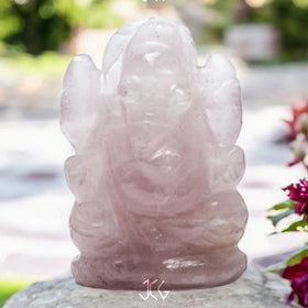 Rose Quartz Ganesha Small - Jaipur Crystal Gems