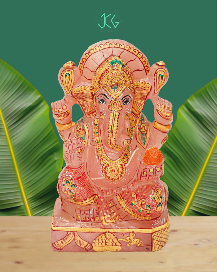 Rose Quartz Ganesha Jaipur Crystal Gems